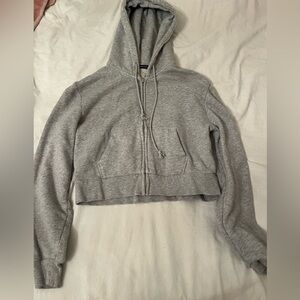 brandy melville zip up hoodie light gray